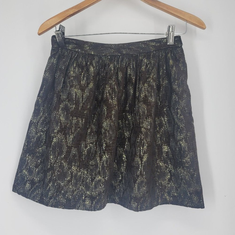 Steven Alan Angie Mini Skirt Black Gold Metallic Women’s Size Small